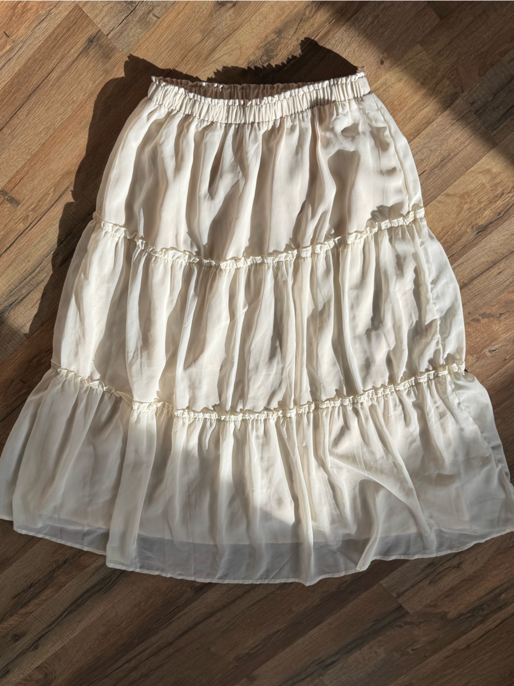 Cottagecore Boho Prairie Ruffles Tiered Minimalist Peasant Maxi Skirt Large